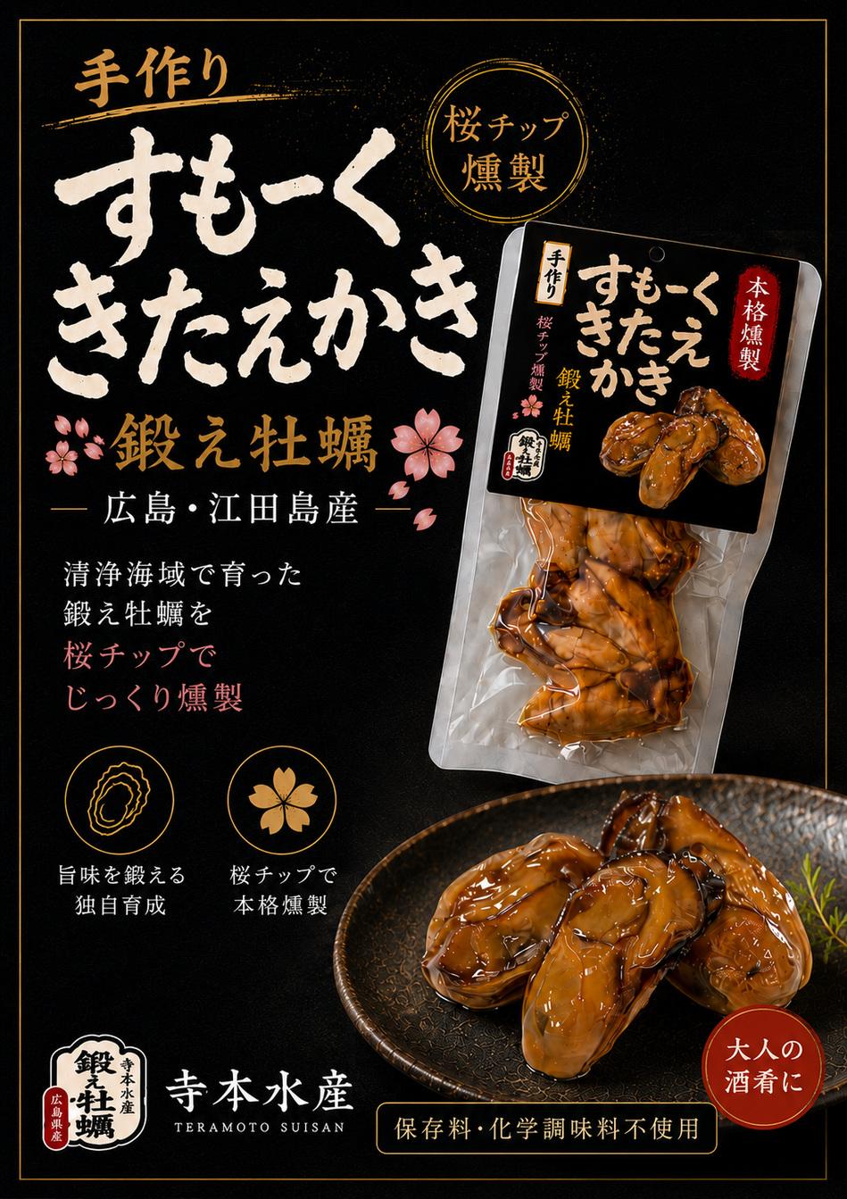 Cherrywood-Smoked Kitae Oysters product presentation