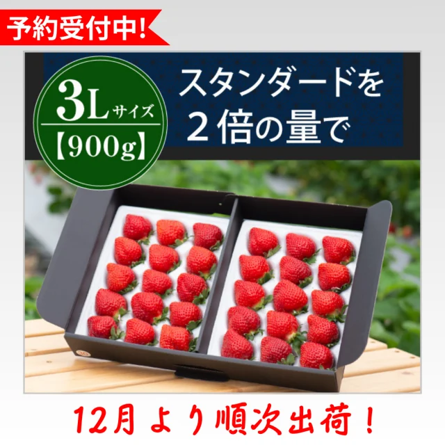 黒箱ギフト[3L900g]武下さんちの定番をたっぷり2倍の量で！３Lサイズ900ｇ【完熟あまおうギフト】 — 商品写真 1